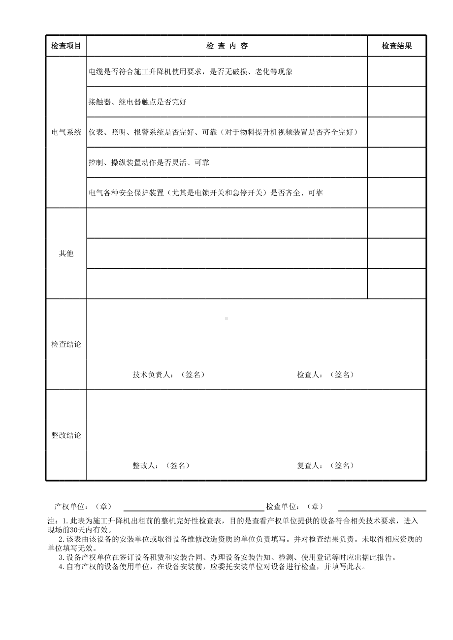 施工升降机出租前检查表参考模板范本.xls_第2页