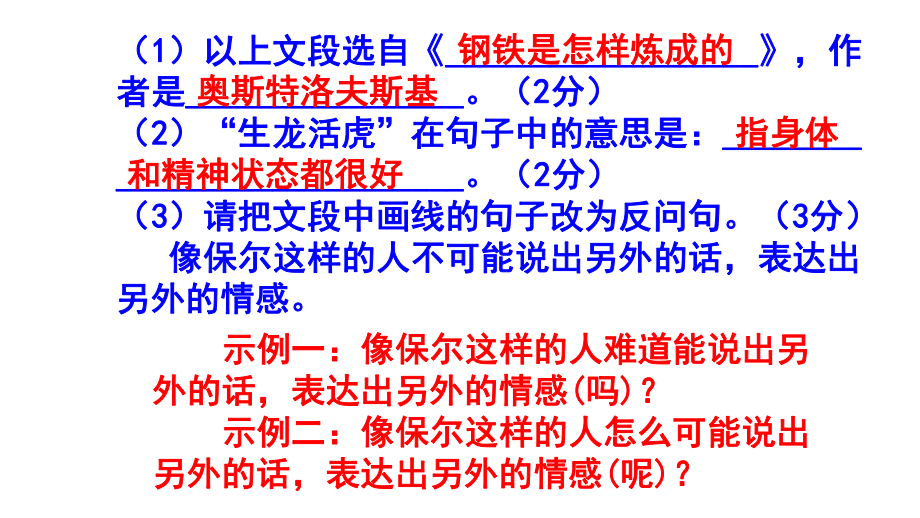 中考语文名著阅读《钢铁是怎样炼成的》精选题及答案.pptx_第3页