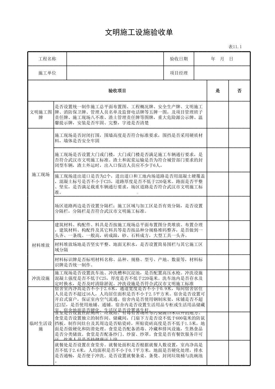 文明施工设施验收单参考模板范本.xls_第1页