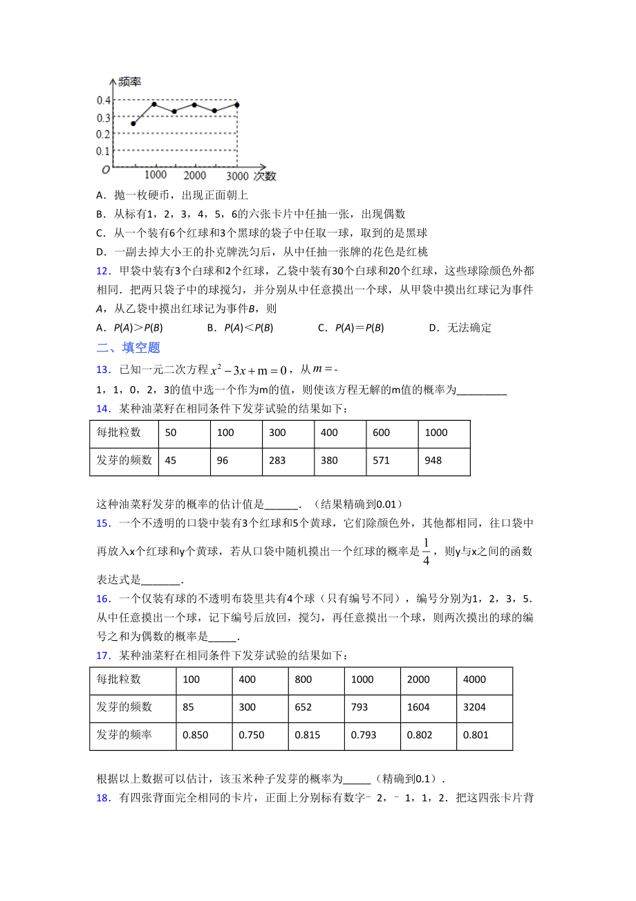 最新人教版初中数学九年级数学上册第五单元《概率初步》检测(有答案解析).doc_第3页