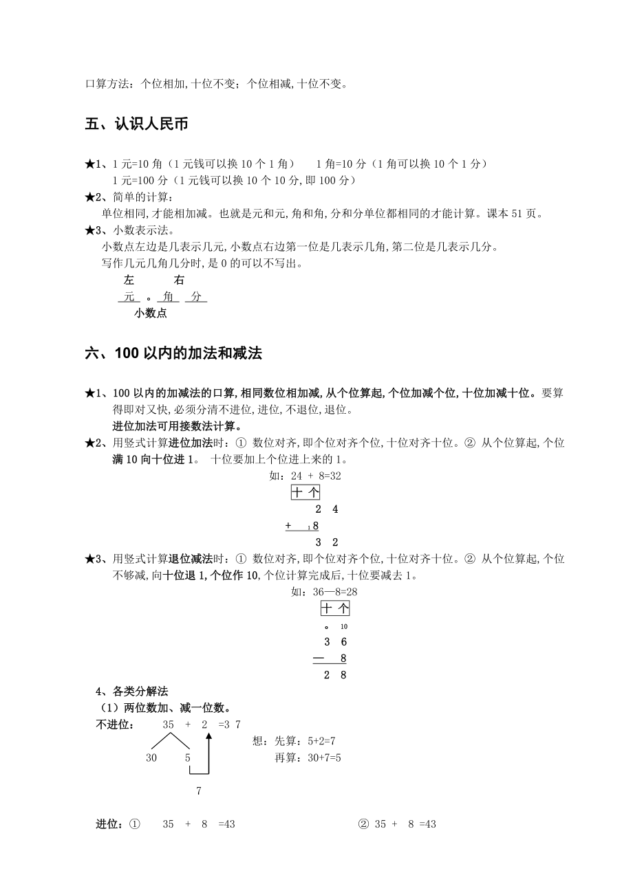 最新人教版小学一年级数学下册-知识点-重难点归纳总结.doc_第3页