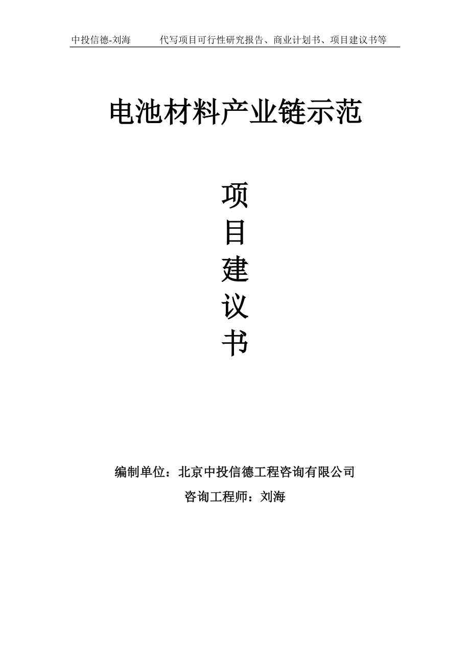 电池材料产业链示范项目建议书写作模板.doc_第1页