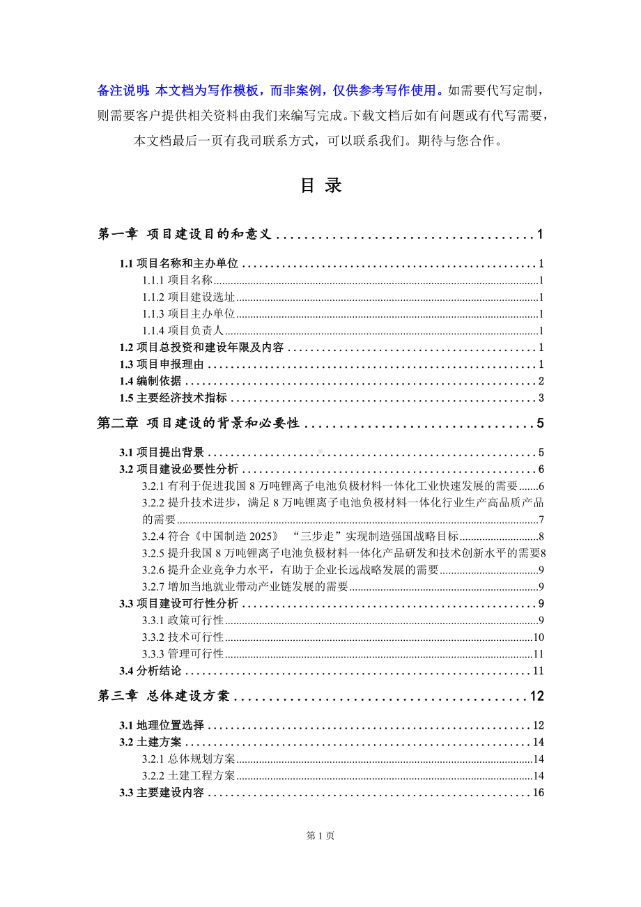 8万吨锂离子电池负极材料一体化项目建议书写作模板.doc_第3页