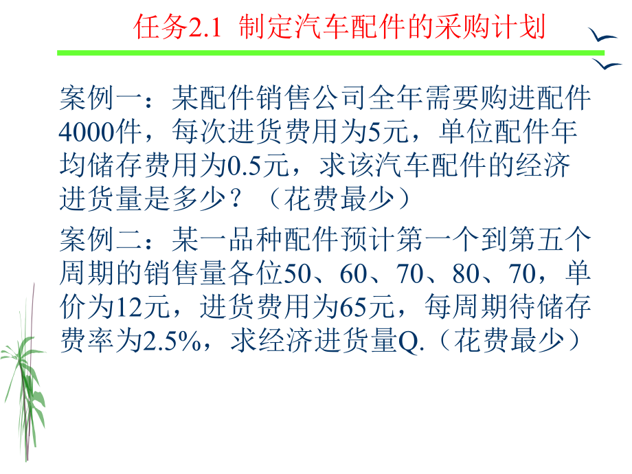 项目二-任务21-制定汽车配件的采购计划课件.ppt_第3页