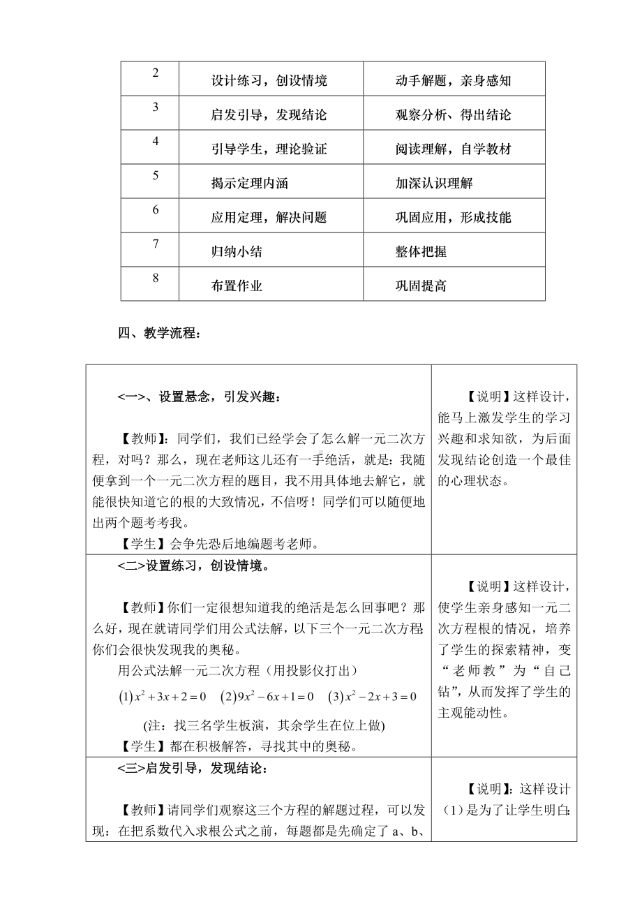 最新版（华师大版适用）初三数学上册《（教案）-一元二次方程根的判别式》.doc_第2页