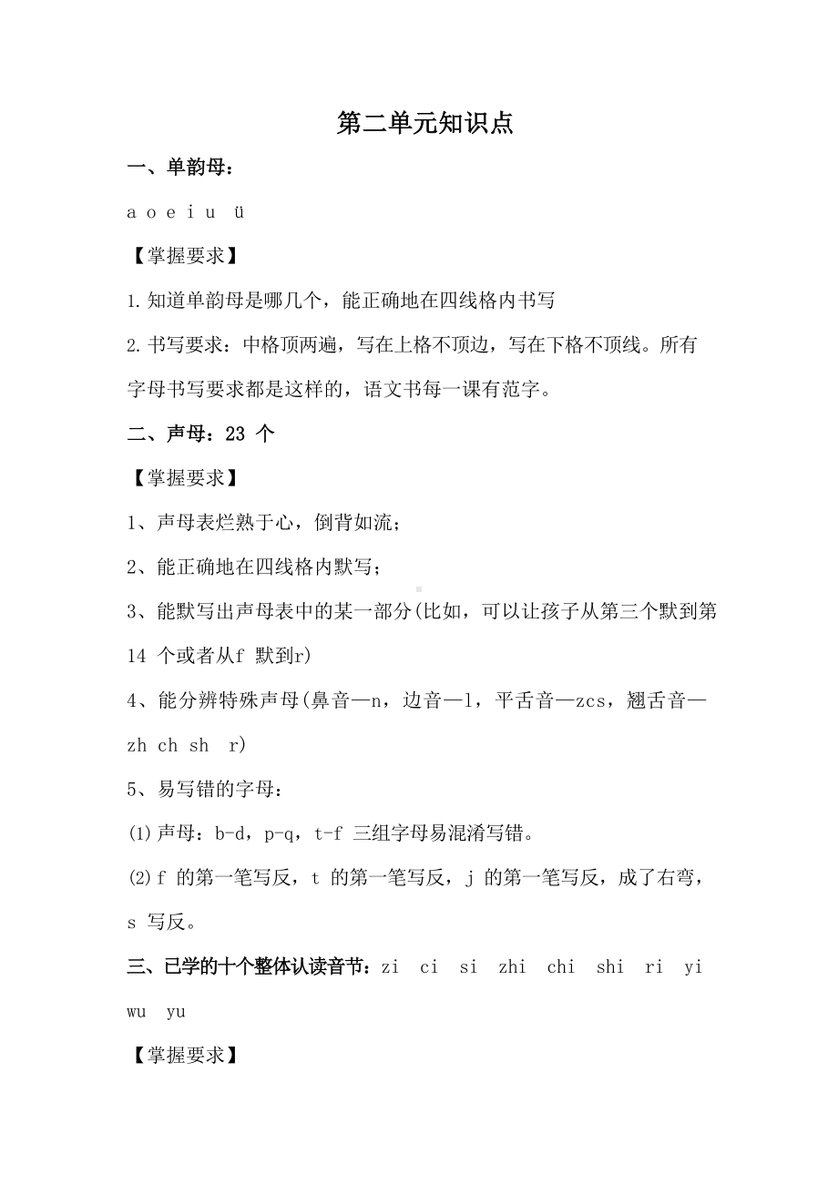 部编版一年级语文上册第二单元知识重点整理.docx_第1页