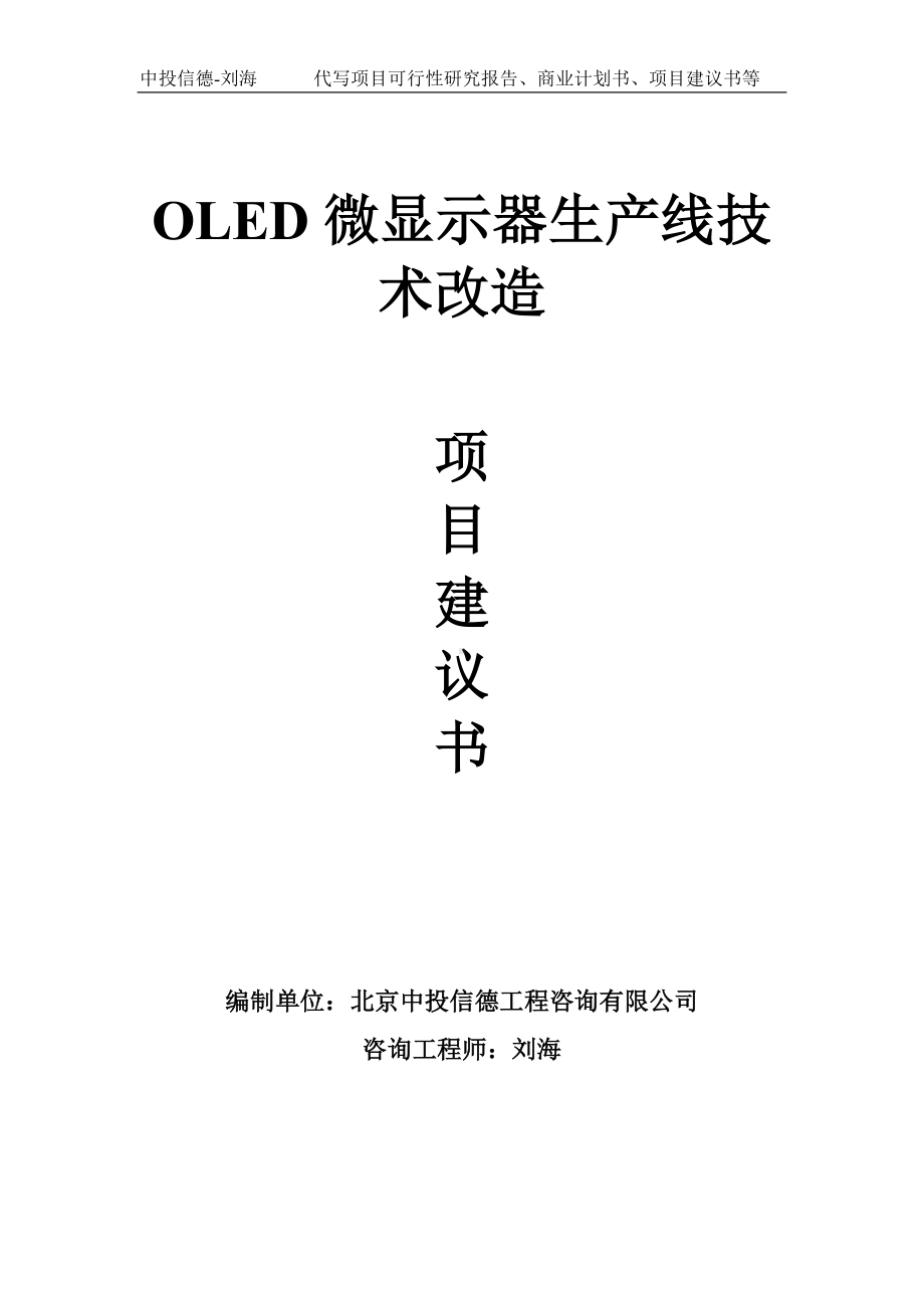 OLED微显示器生产线技术改造项目建议书写作模板.doc_第1页