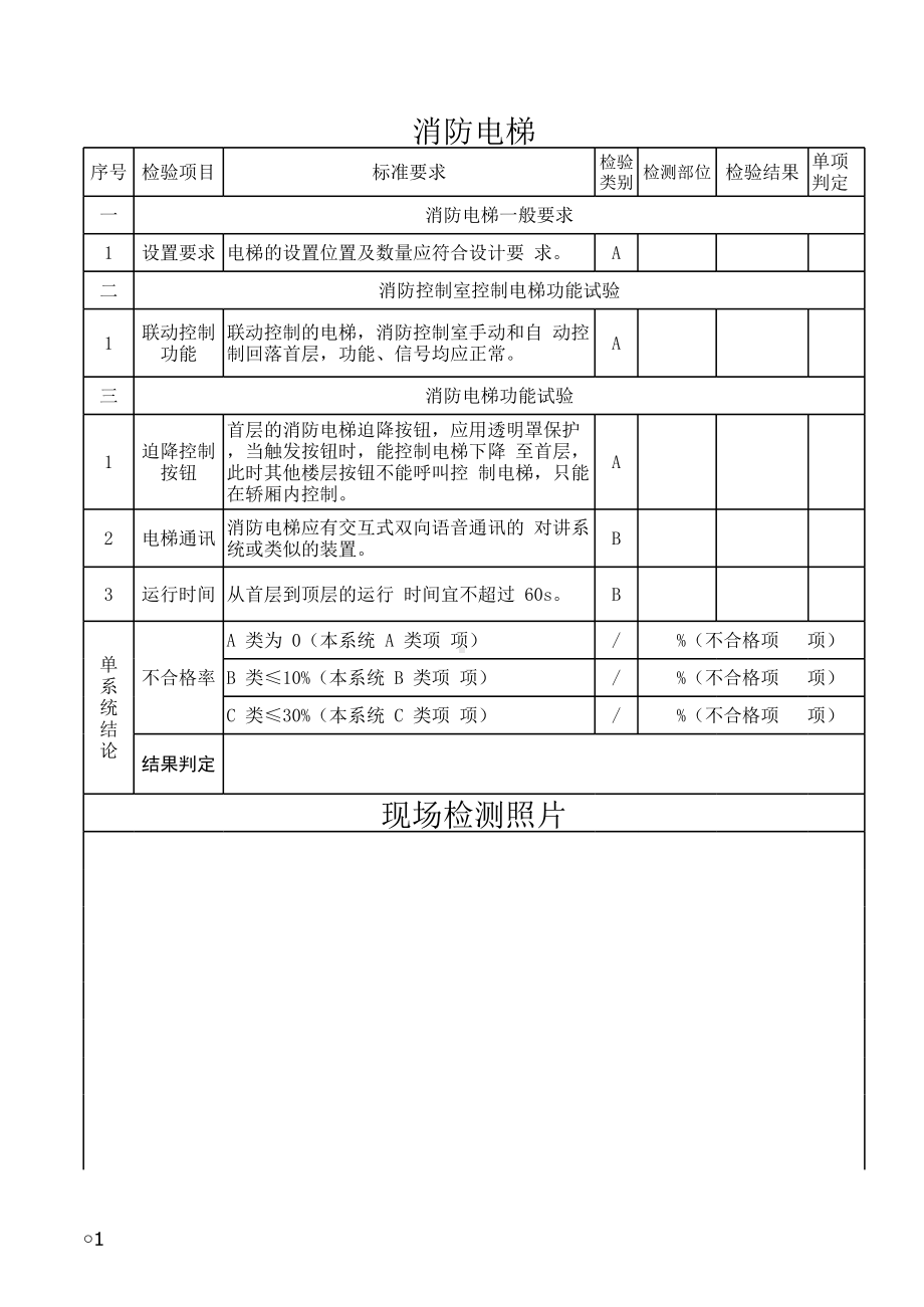 消防电梯检测报告模板参考模板范本.xls_第1页