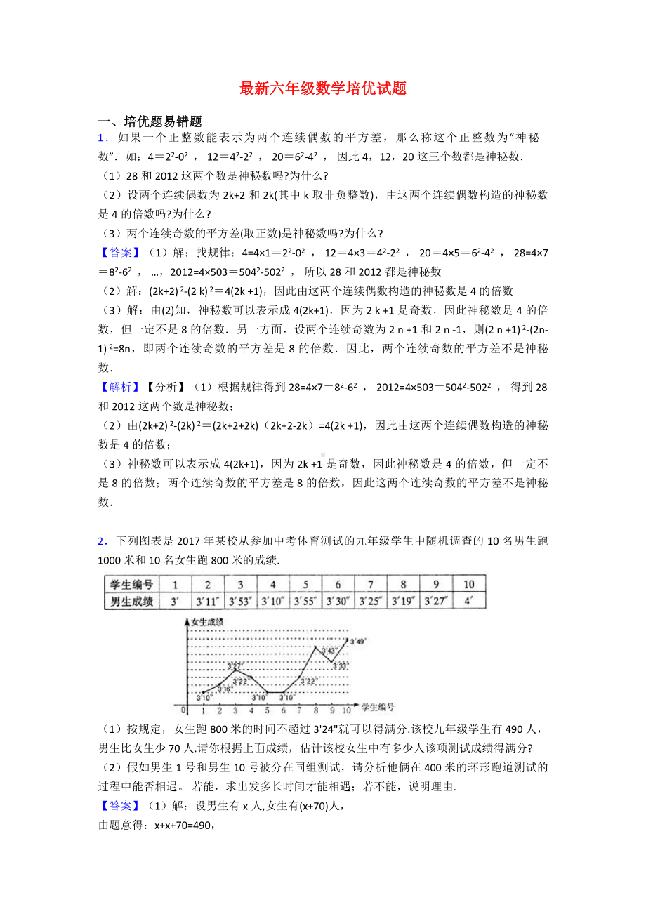 最新六年级数学培优试题.doc_第1页