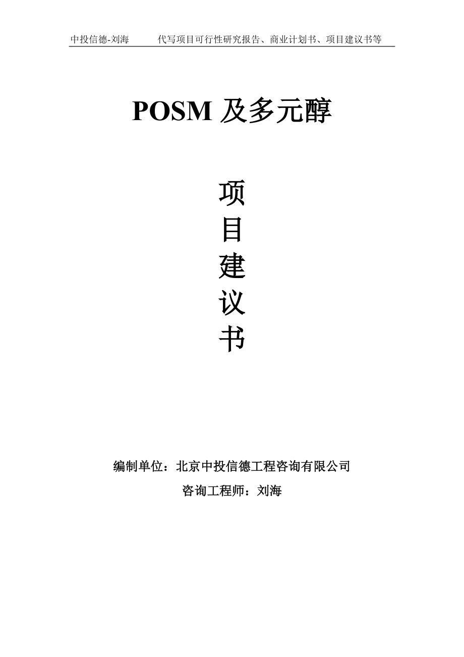 POSM及多元醇项目建议书写作模板.doc_第1页