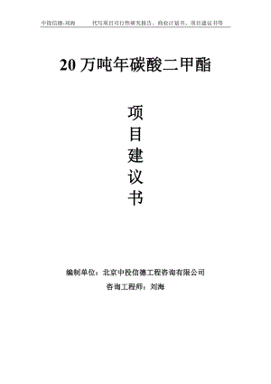 20万吨年碳酸二甲酯项目建议书写作模板.doc