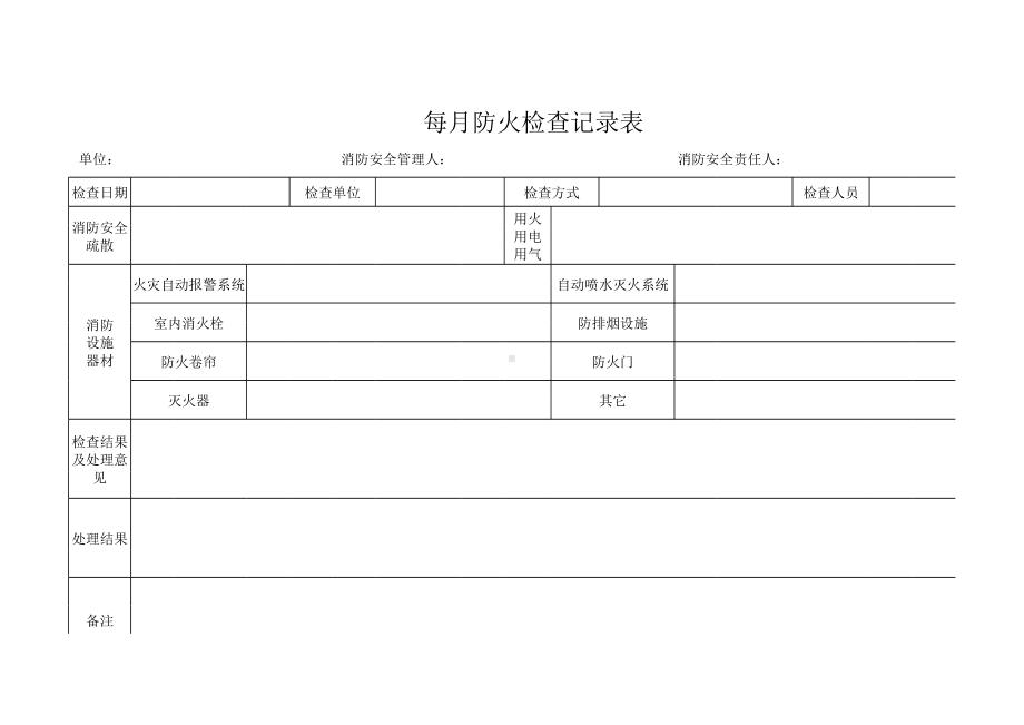 每月防火检查记录表模板.xlsx_第1页