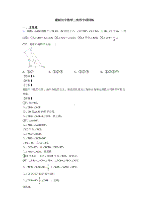 最新初中数学三角形专项训练.doc