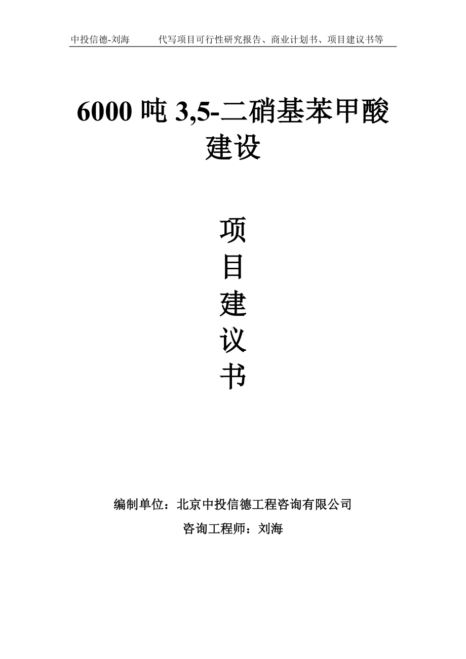 6000吨3,5-二硝基苯甲酸建设项目建议书写作模板.doc_第1页