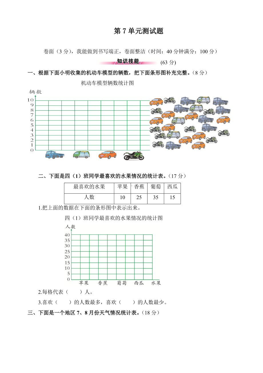 最新人教版四年级数学上册第7单元测试题(附答案).doc_第1页