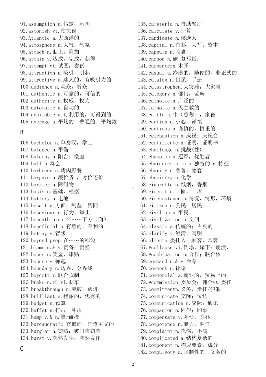 高中英语新课标高考单词浓缩版（共600个按字母顺序编排）.doc_第2页