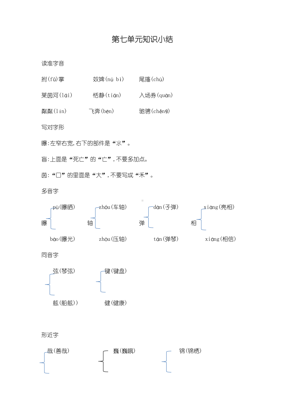 最新部编版六年级语文下册第七单元知识小结.docx_第1页