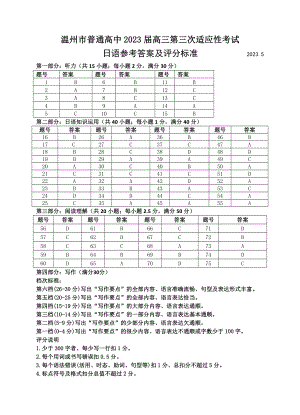 温州市2023.5日语温三模答案.docx