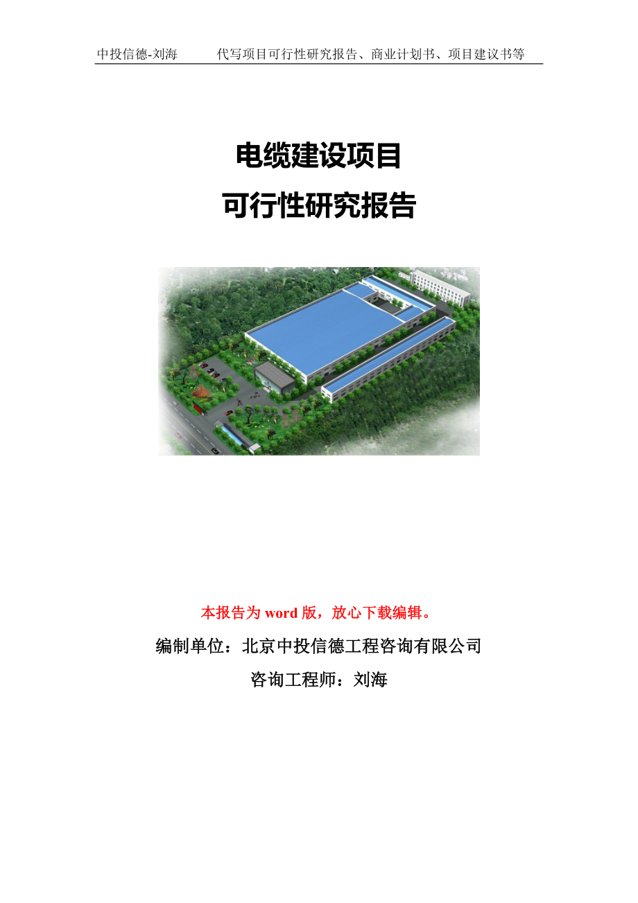 电缆建设项目可行性研究报告模板-立项备案.doc_第1页