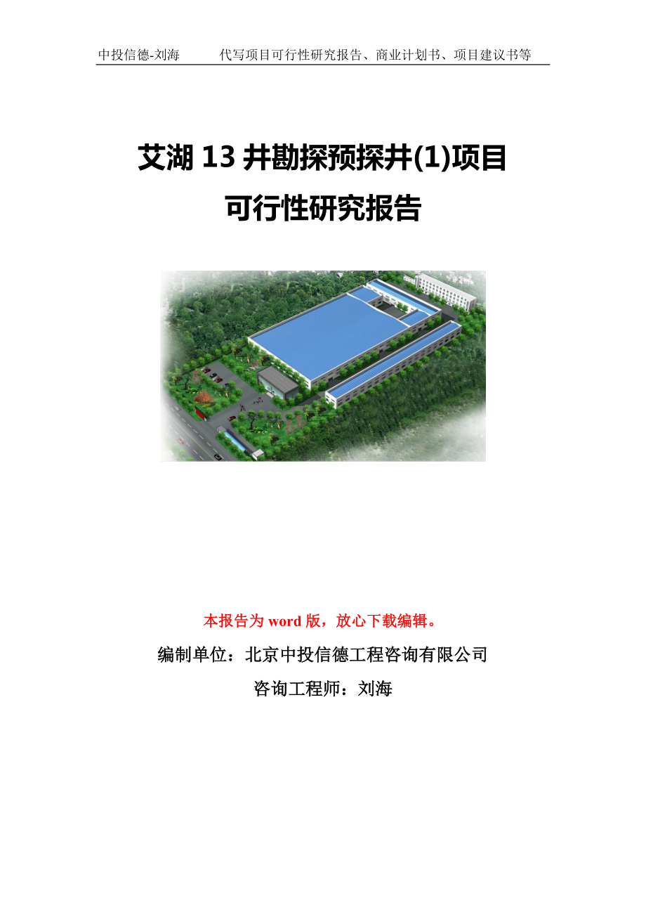 艾湖13井勘探预探井(1)项目可行性研究报告模板-立项备案.doc_第1页