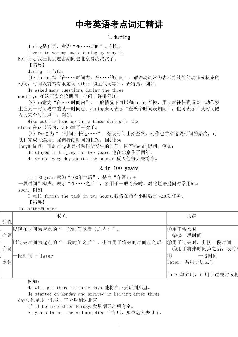 初中英语中考考点词汇精讲2（共20个）.doc_第1页