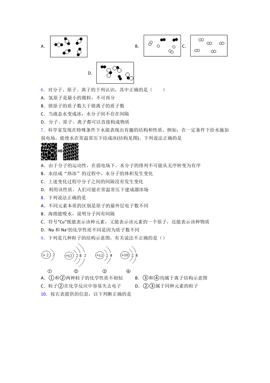 沪教版初三化学第三单元-物质构成的奥秘单元易错题难题专题强化试卷检测.doc_第2页