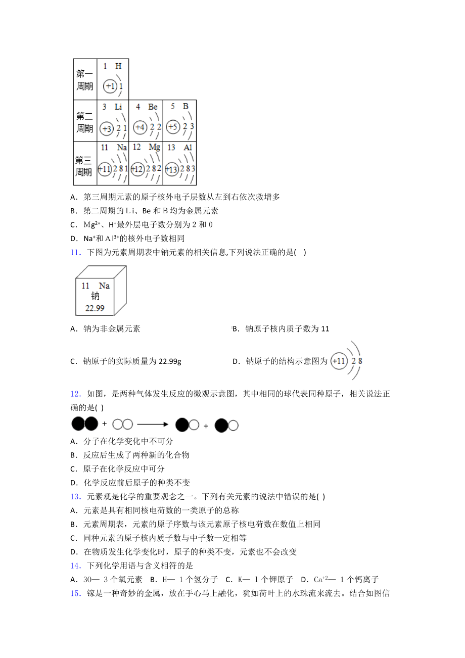 沪教版初三化学第三单元-物质构成的奥秘单元易错题难题专题强化试卷检测.doc_第3页