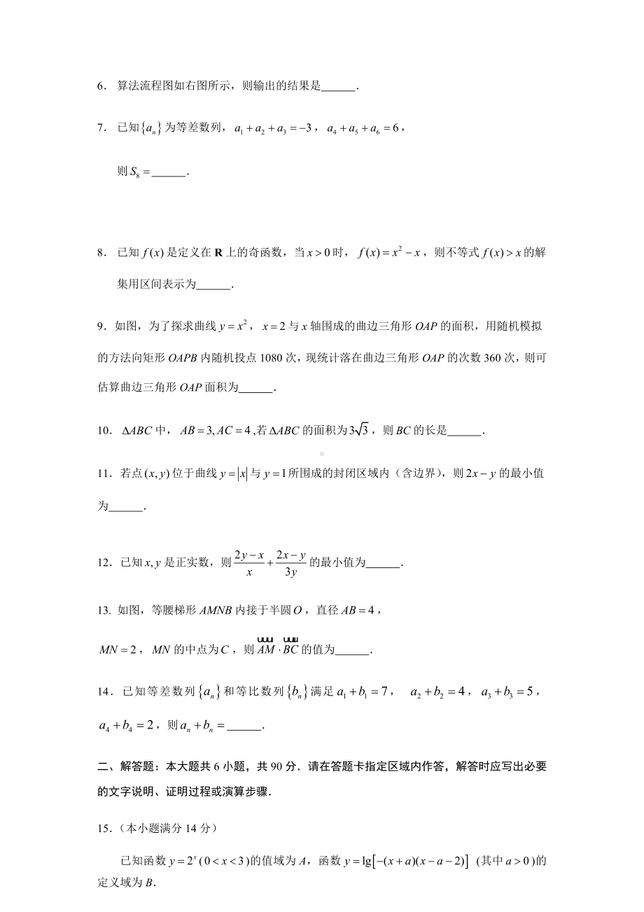 江苏省苏州市高一下学期数学期末试卷含答案.docx_第2页