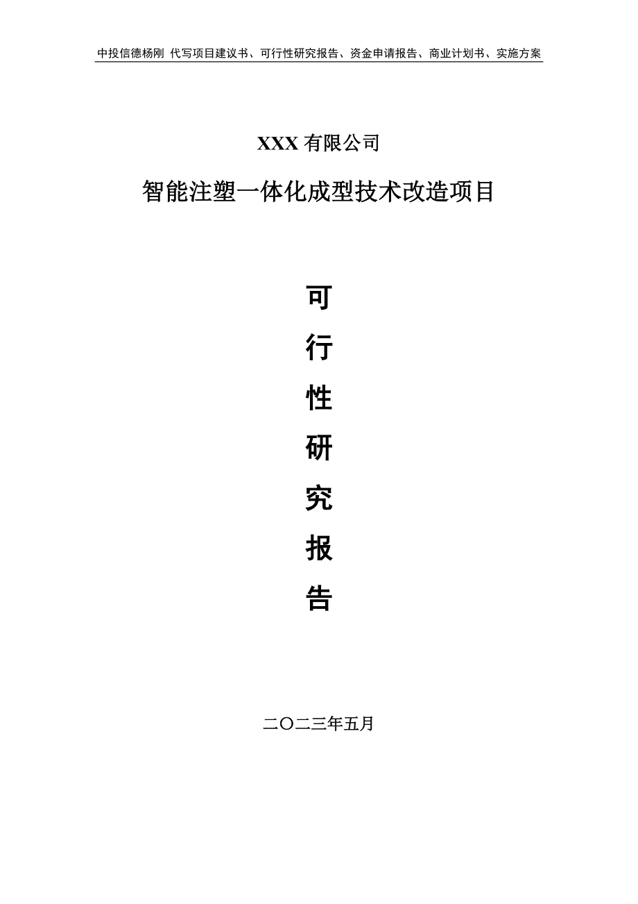 智能注塑一体化成型技术改造可行性研究报告建议书案例.doc_第1页