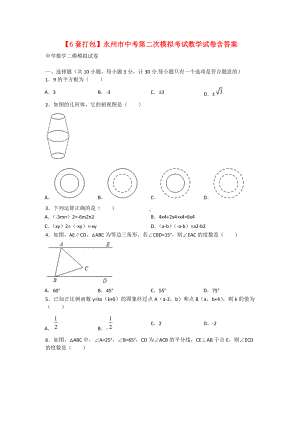 永州市中考第二次模拟考试数学试卷含答案.docx