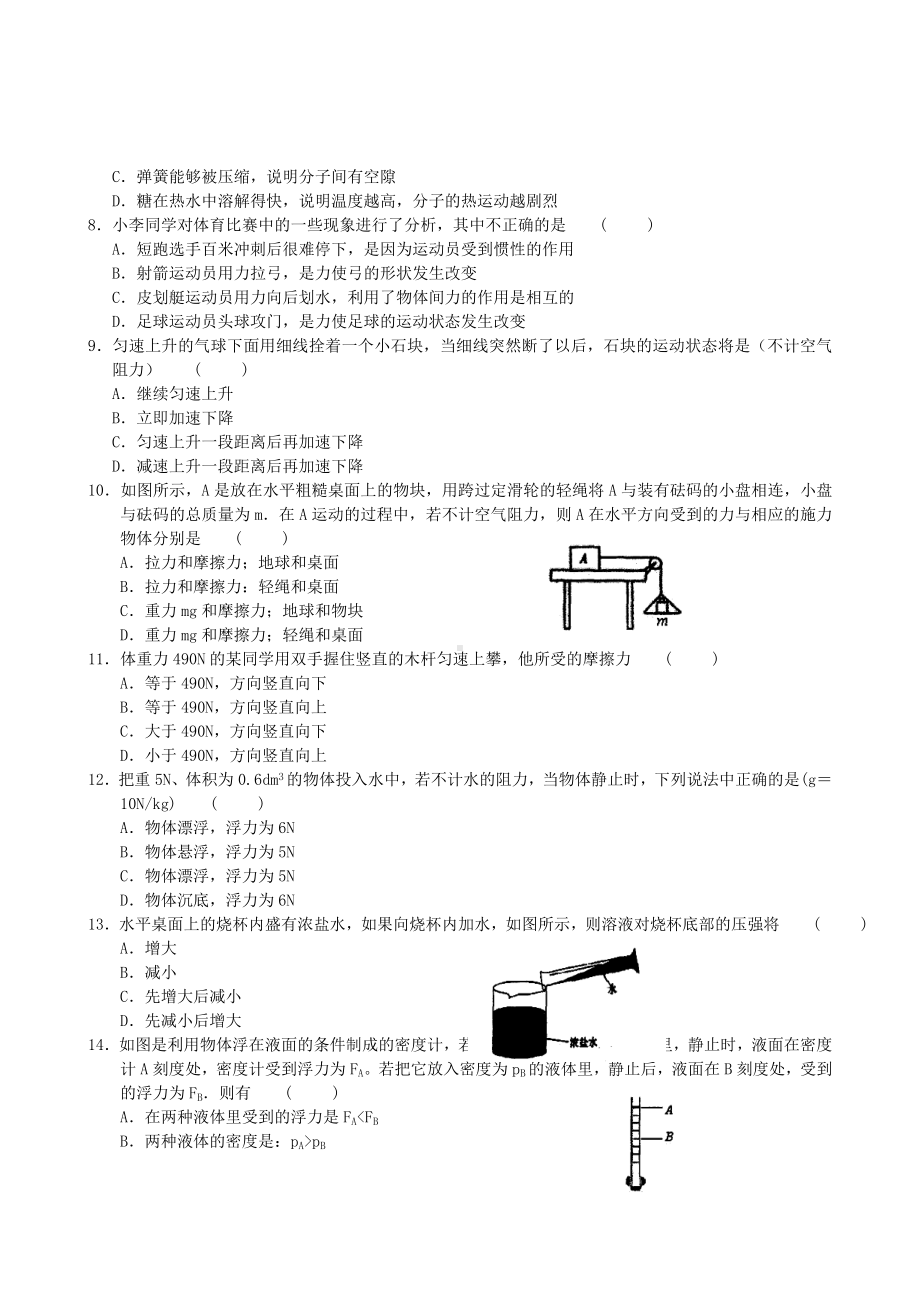 江苏省苏州八年级物理下学期期末试卷-人教新课标版.doc_第2页