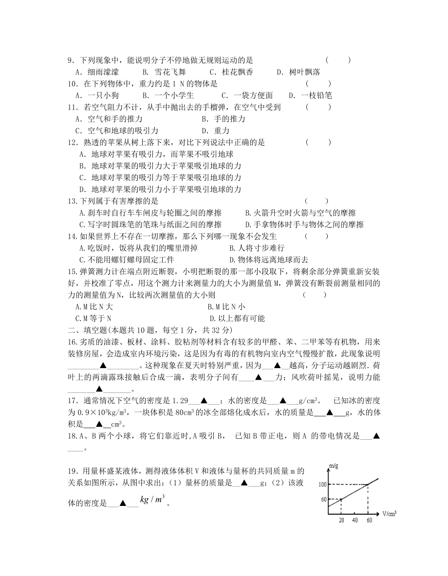 江苏省无锡市锡山区八年级物理第二学期期中考试试卷-苏科版.doc_第2页