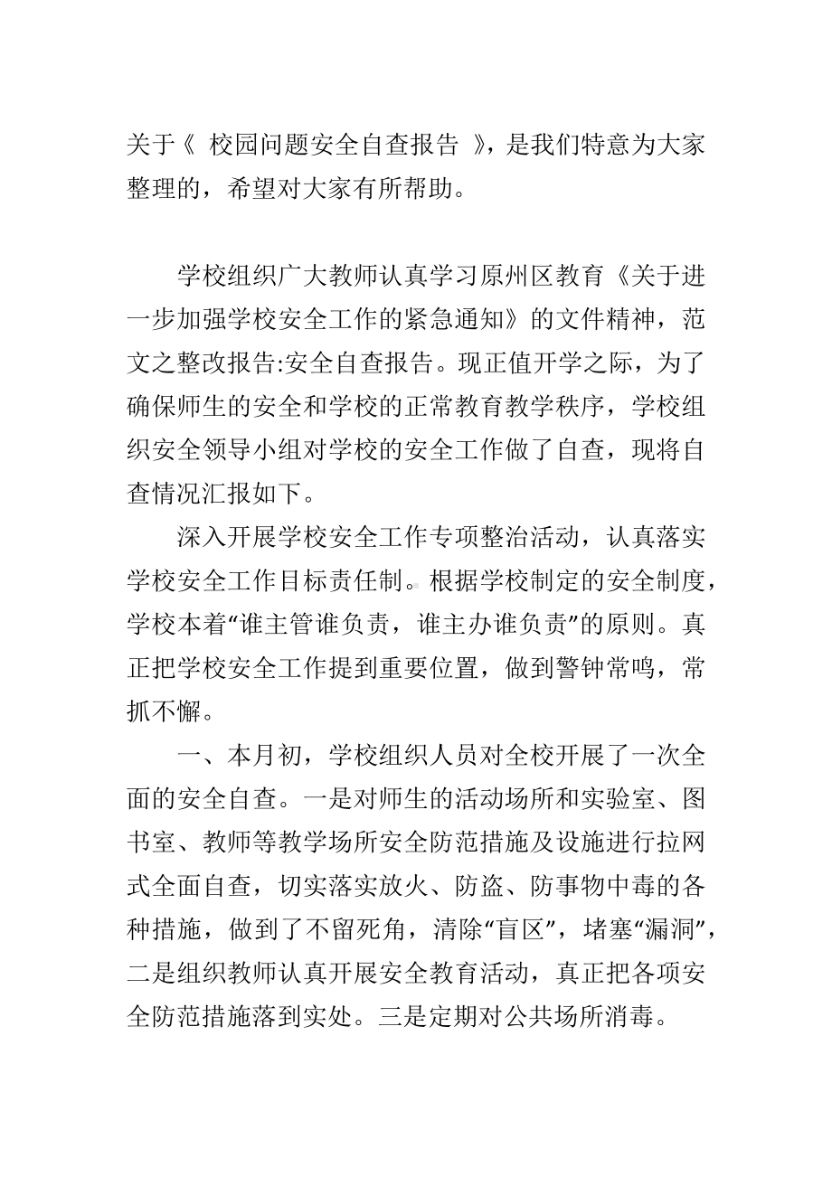 校园问题安全自查报告.docx_第2页