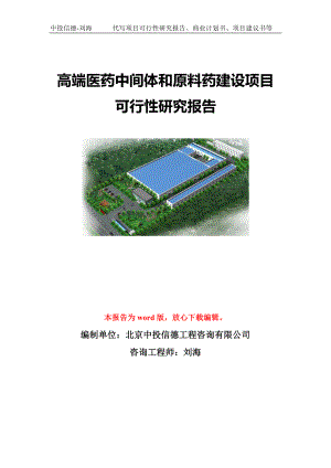 高端医药中间体和原料药建设项目可行性研究报告模板-立项备案.doc