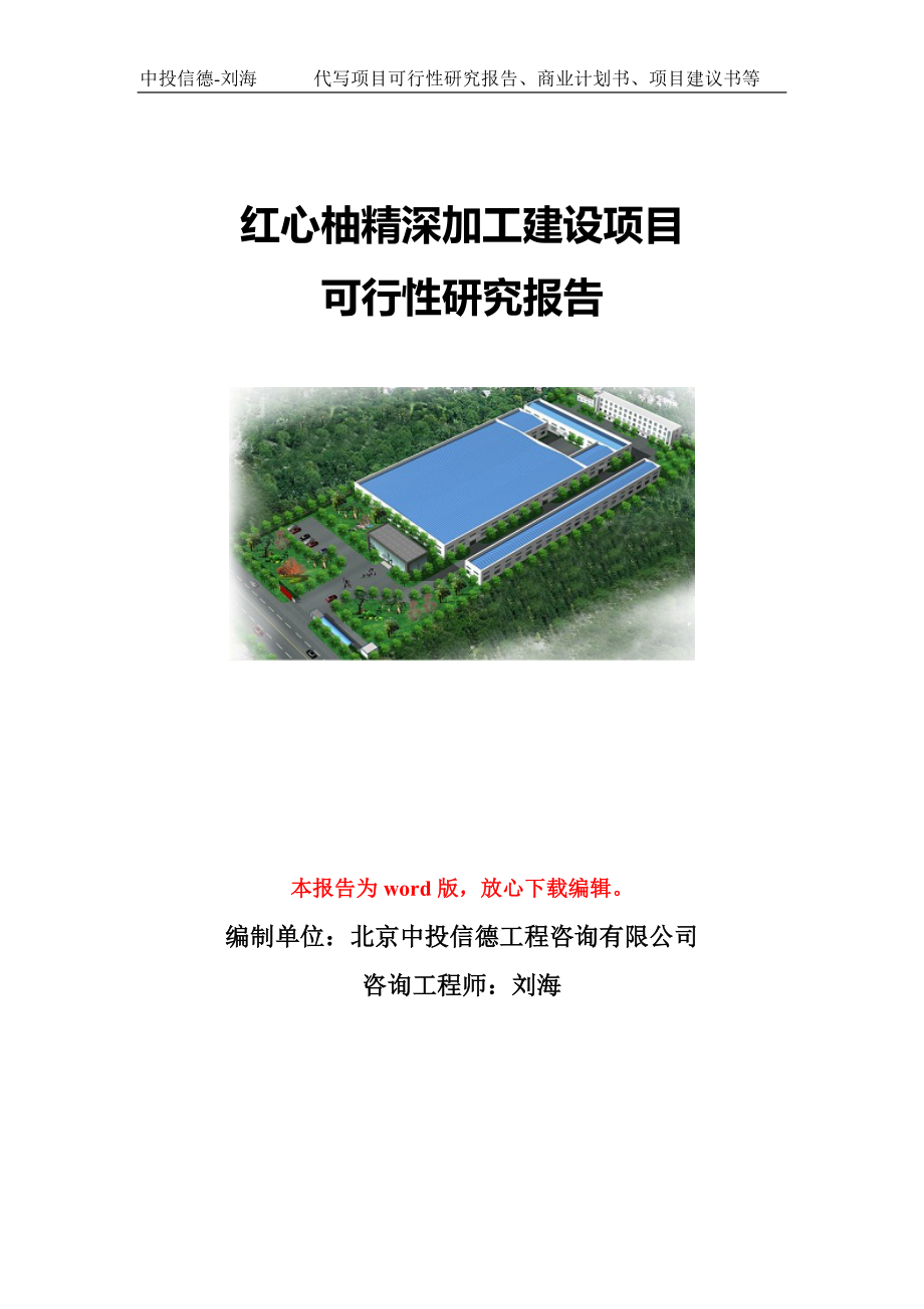 红心柚精深加工建设项目可行性研究报告模板-立项备案.doc_第1页