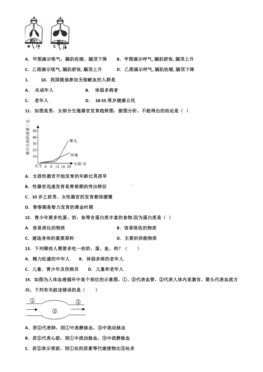 浙江省丽水市七年级第二学期生物易错易混选择题精粹含解析.doc_第2页