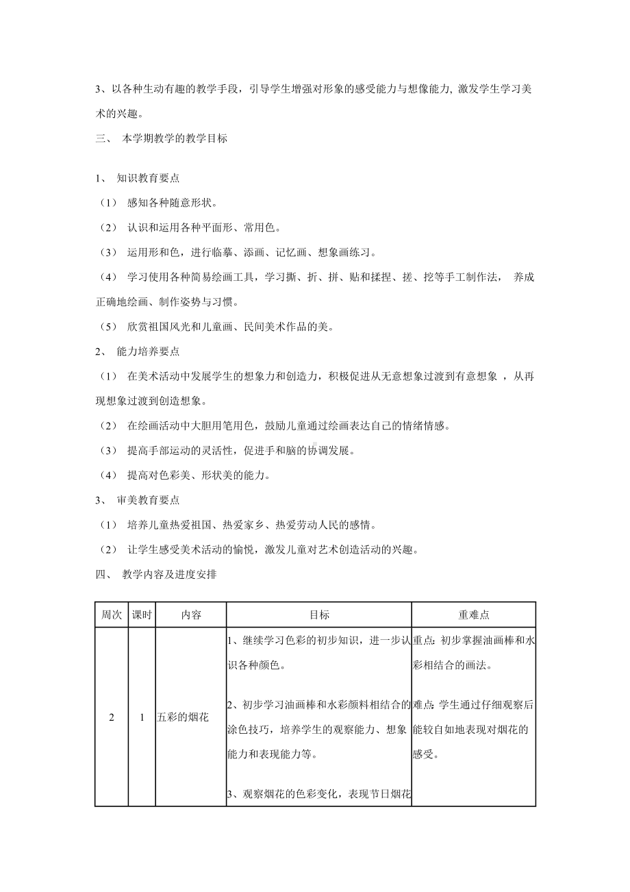 浙美版一年级美术教学计划.doc_第2页