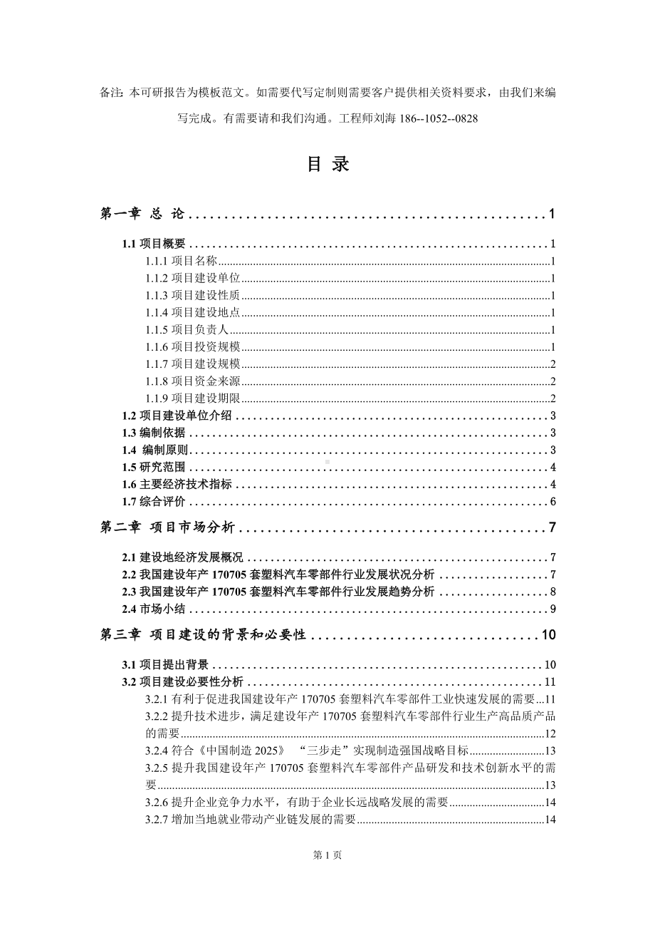 建设年产170705套塑料汽车零部件项目可行性研究报告模板-立项备案.doc_第2页