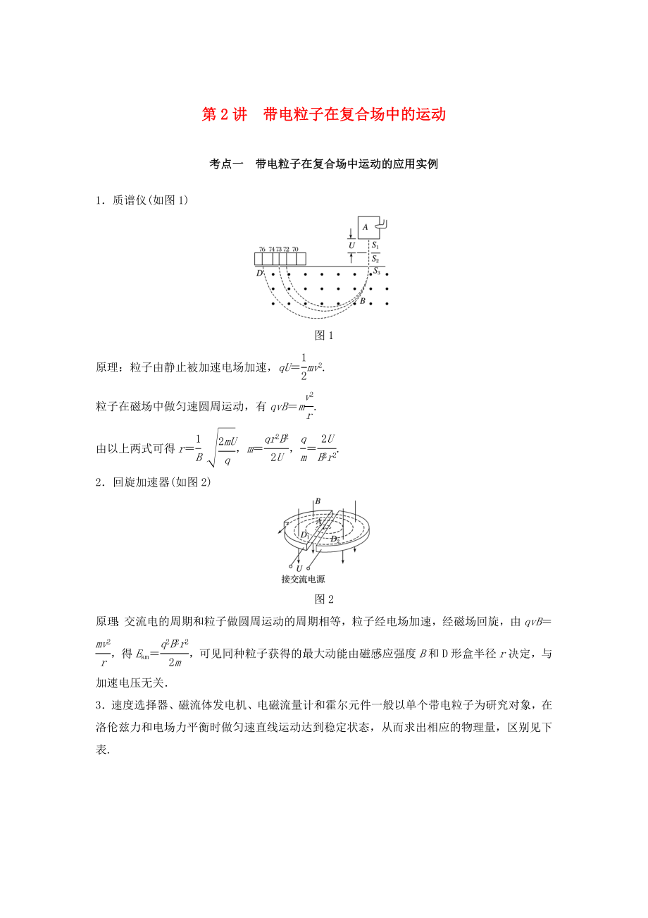 浙江高考物理二轮复习专题三电场和磁场第2讲带电粒子在复合场中的运动学案.doc_第1页