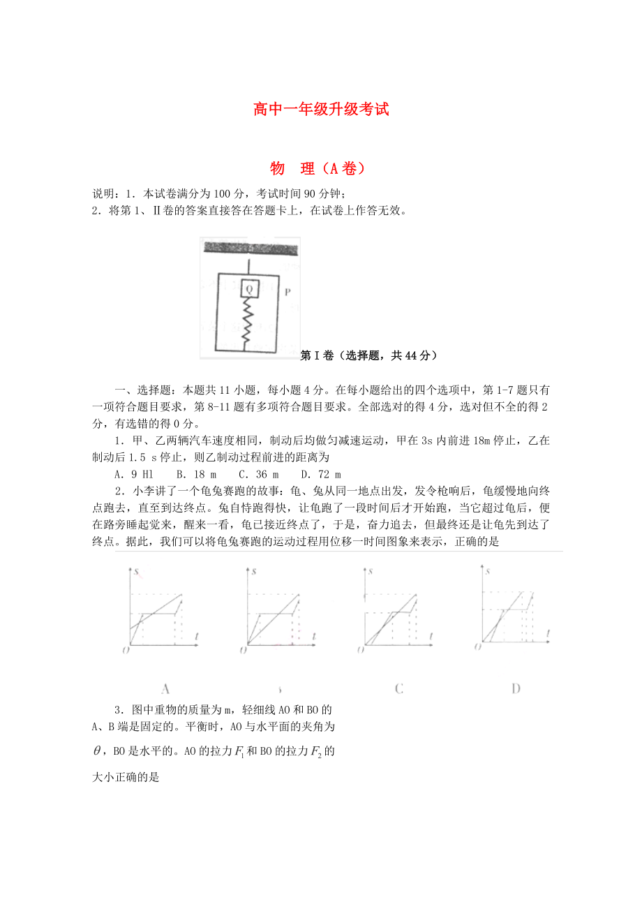 河南省濮阳市高一物理下学期升级考试(A卷).doc_第1页