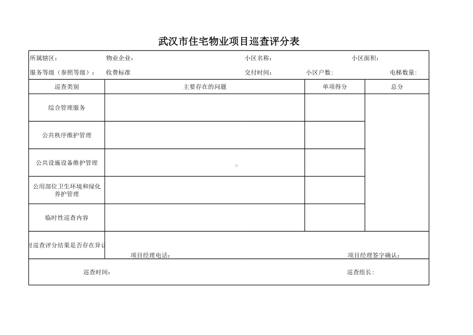 物业项目巡查评分表模板.xlsx_第1页