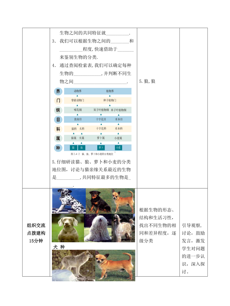 济南版七上第二节《生物的分类单位》教案.doc_第3页