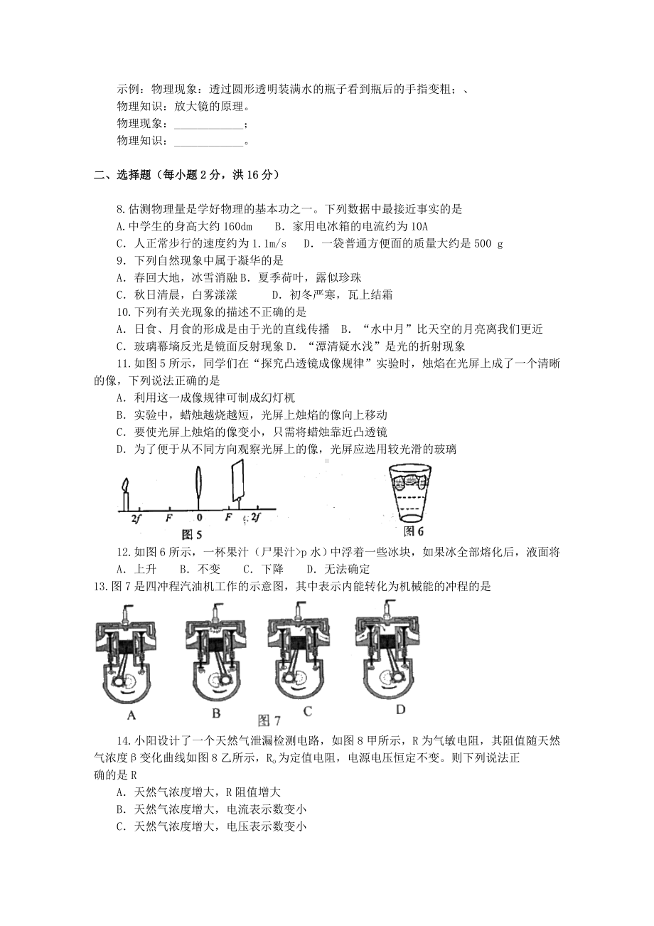 河南省洛阳市九年级物理中招模拟考试试题(一).doc_第2页