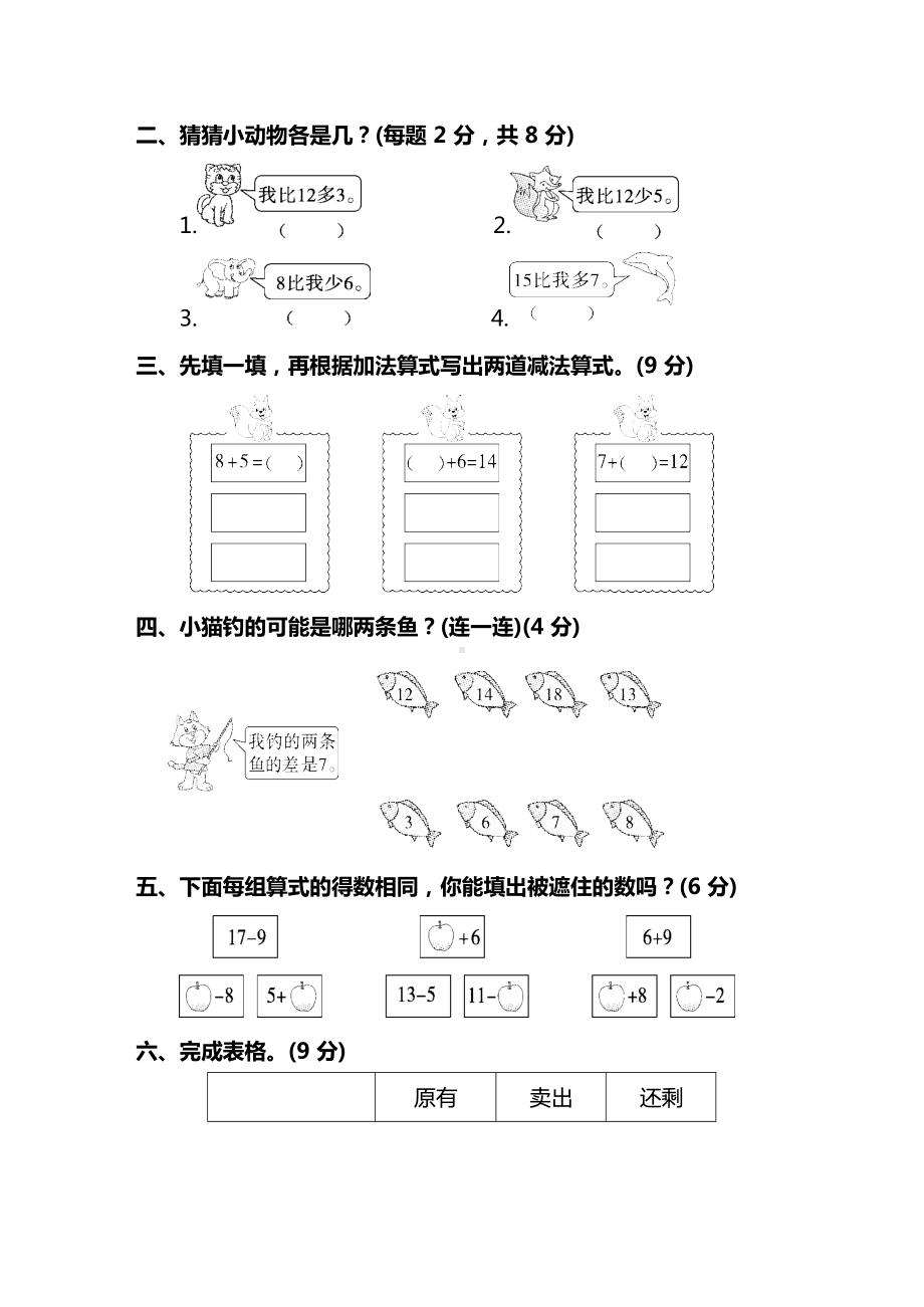 人教版1年级数学下册第二单元预习检测题.docx_第2页