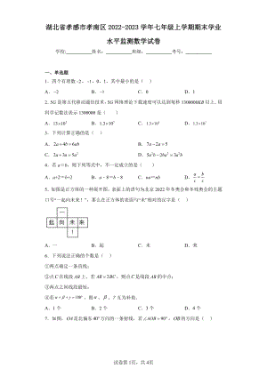 湖北省孝感市孝南区2022-2023学年七年级上学期期末学业水平监测数学试卷.pdf