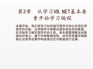 《Visual Basic NET 2008从基础到项目实战》课件3 从学习VB.NET基本要素开始学习编程.ppt