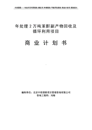 年处理2万吨苯酐副产物回收及循环利用项目商业计划书写作模板-融资招商.doc