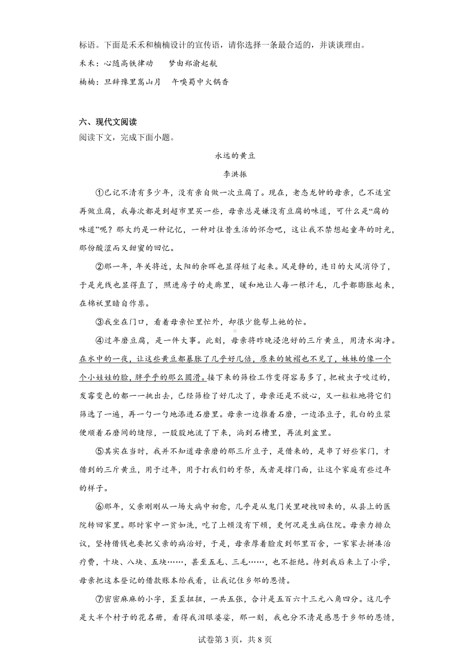 2023年河南省南阳市内乡县中考一模语文试题.docx_第3页