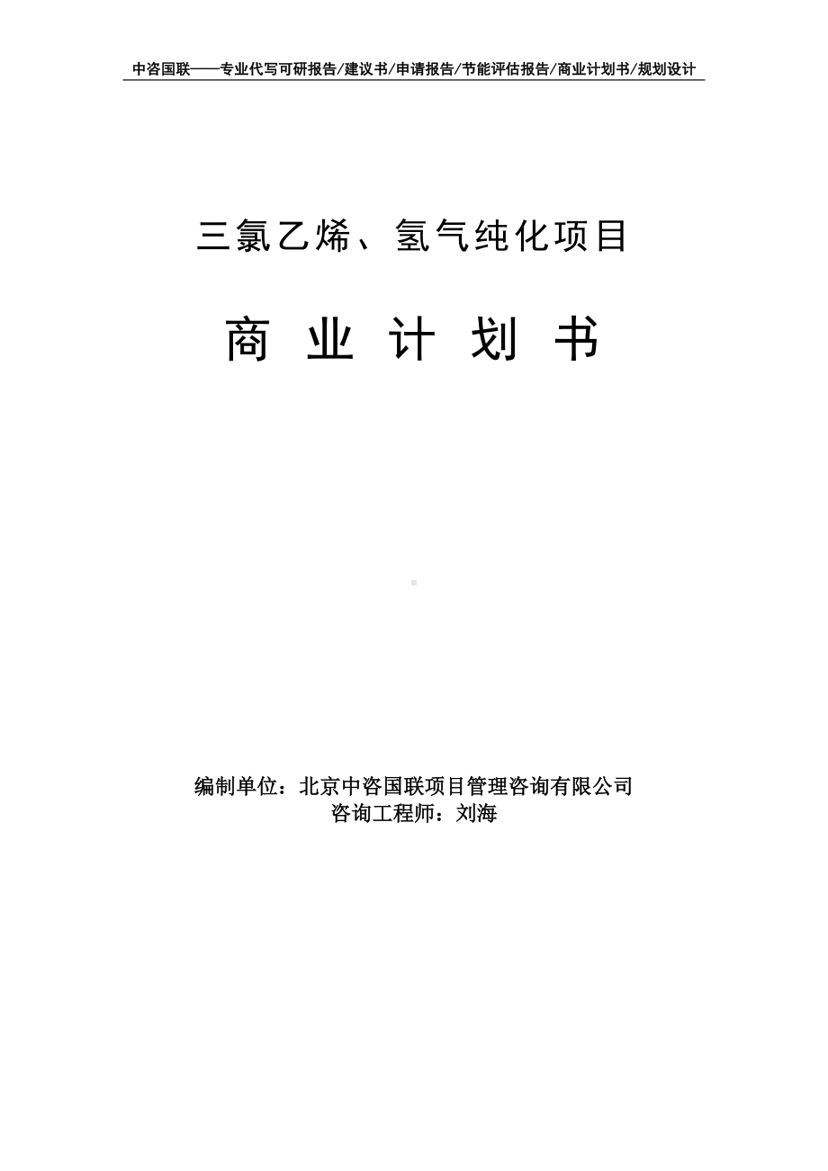 三氯乙烯、氢气纯化项目商业计划书写作模板-融资招商.doc_第1页