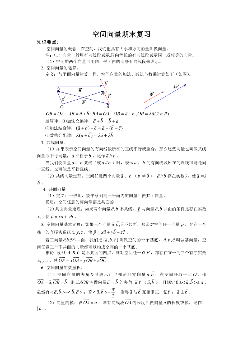 空间向量知识点归纳期末复习.doc_第1页